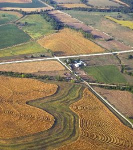 Terrace system to control erosion on a Missouri farm.