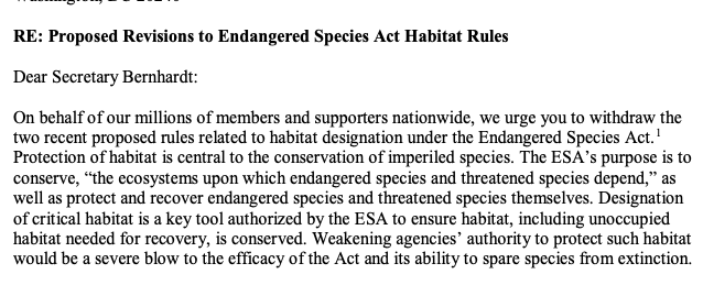 MCE Signs On With Other Orgs to Protect the Endangered Species Act